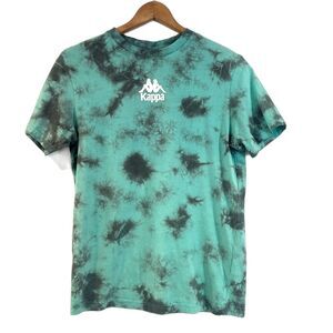 Kappa Blue Grey Tie Dye Logo T-Shirt Small Cotton